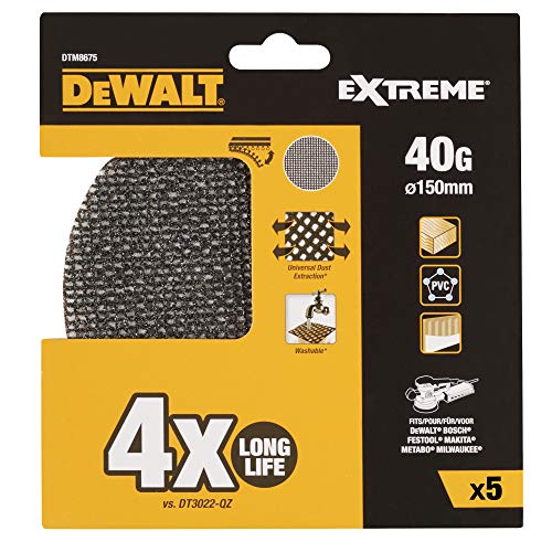 Dewalt, Disco De Lija De Malla 150Mm, Grano 40, Para Usar Con Todo Tipo De Lijadora Rotorbital