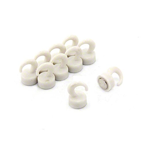 Magnet Expert Ltd - Mini Ganci Magnetici In Plastica, 10 Pezzi, Portata: 1 Kg, 12 X 20 Mm, Colore: Bianco