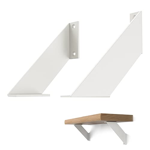 Chas Bete Reggimensola Bianco, Staffe Per Mensole Pesanti, Staffa Mensola In Metallo Da Muro, 15Cm 2Pezzi