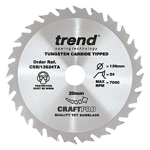 Trend Lama Per Sega Craftpro, 136 Mm Di Diametro X 20 Mm Di Alesaggio X 24 Denti Tct Per Seghe A Batteria,Csb/13624Ta