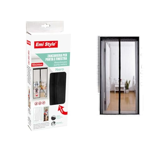 Tenda Zanzariera Magnetica Per Porta Finestra Con Adesivo In Velcro, Zanzariera Anti Insetti, Facile Da Installare (160X240Cm, Nero)