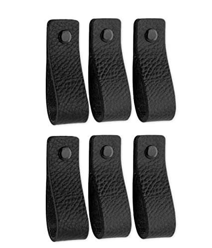 Brute Strength - Maniglie In Pelle Per Mobili - Nero - 6 Pezzi - 16,5 X 2,5 Cm - Maniglia Per Mobili, Maniglia Per Porte Per Cucina, Bagno, Armadi, Co