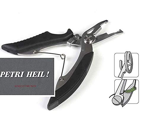# Un Paio Di Forbici Nero O Rosso Per Filo Intrecciato E Pinza Ad Anello Elastico Combinato, Anello Split Pliers Circa 13 Cm + Adesivo Petri Heil! (Ne