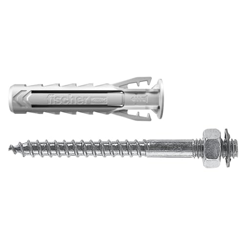 Fischer Tasselli Sx Plus 8 Dv Con Doppia Vite Per Collarini, Ideale Per Tubi E Cavi, Include 50 Viti E 50 Tasselli, 567631