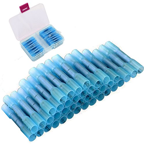 Cesfonjer 40 Pcs 16-14 Awg Connettori Per Cavi Impermeabili Blu - Kit Terminali Termorestringenti A Crimpare, A Saldare. Giunzioni, Poliolefina