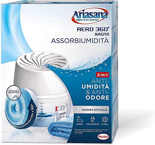 Ariasana Aero 360° Bagno Kit Assorbiumidità, Deumidificatore Casa Non Elettrico, Assorbi Umidità Contro Condensa, Muffa E Cattivi Odori, 1 Dispositivo