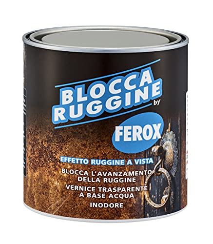 Ferox Bloccaruggine 750 Ml, Smalto Trasparente A Base Acqua Per Bloccare La Ruggine, Asciugatura Rapida, Inodore, Smalto Protettivo, Uso Interno Ed Es