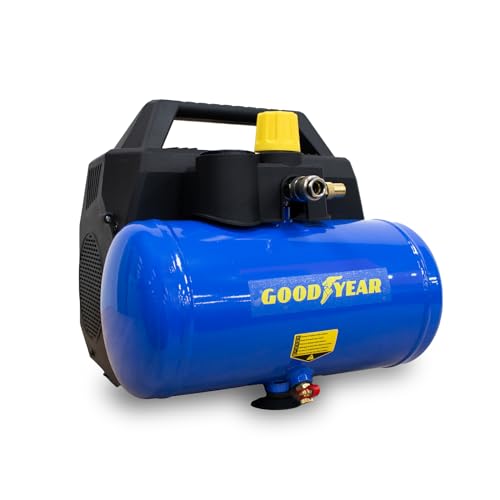 Goodyear - Compressore Da 6 Litri Senza Olio. 210 Litri/Minuto Capacità Di Aspirazione. 6 Litri Di Portata Aspirata. 3600 Giri/Min. 8 Bar. Valvola Di