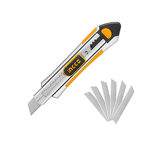 Ingco Taglierino Cutter In Alluminio Professionale 18X100 Mm (Alluminio)