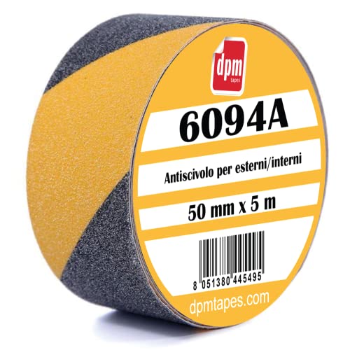 6094A - Nastro Adesivo Antiscivolo Giallo/Nero Per Interni/Esterni - (50 Mm X 5 M) - 1 Pezzo (50 Mm)