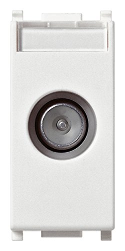 Vimar Tre314 0R14300.10 Plana Presa Coassiale Tv-Rd-Sat, 5-2400 Mhz, Passante, Con Connettore Maschio Iec 60169-2, Attenuazione Di Derivazione 10 Db,