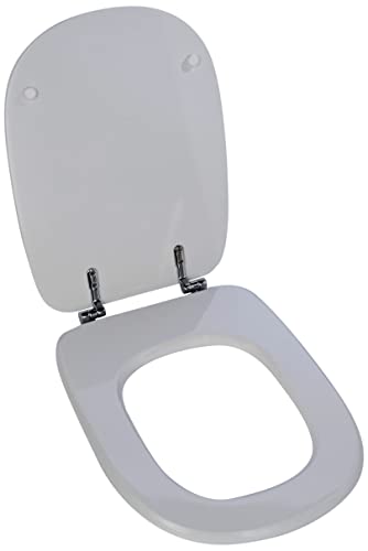 Copriwater In Mdf, Serie Tesi Della Ideal Standard, Bianco Con Cerniere In Ottone Cromato.