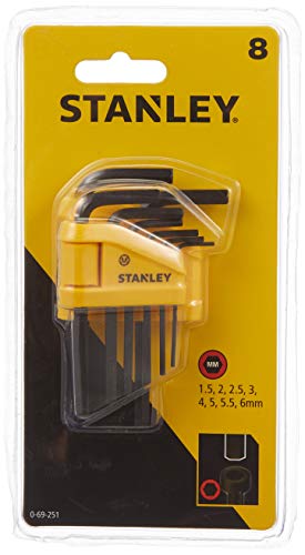 Stanley 0-69-251 - Set Di 8 Chiavi Esagonali Maschio (Brugola) Piegate Corte