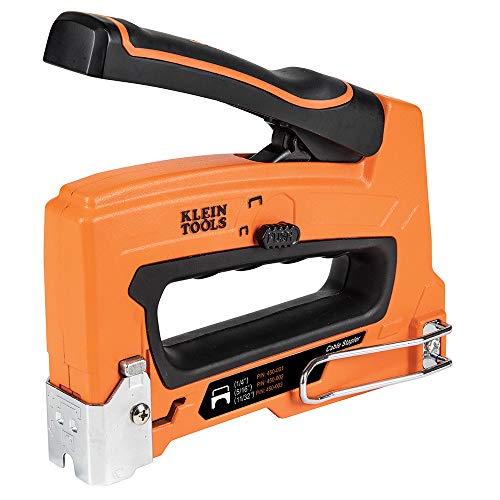 Klein Tools Pinzatrice Resistente Per Cavi Vocali, Dati, Video E Non Metallici Rivestiti (Romex) Per Graffette 450-100, Arancione, Nero, 1/4, 5/16 E 1