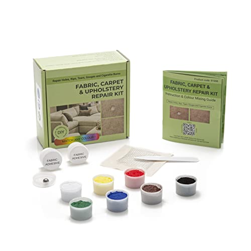 Glass Polish 91006 Kit Di Riparazione Di Tessuti, Moquette E Tappezzerie Per Piccoli Fori, Tagli, Strappi, Lacerazioni E Segni Di Bruciatura