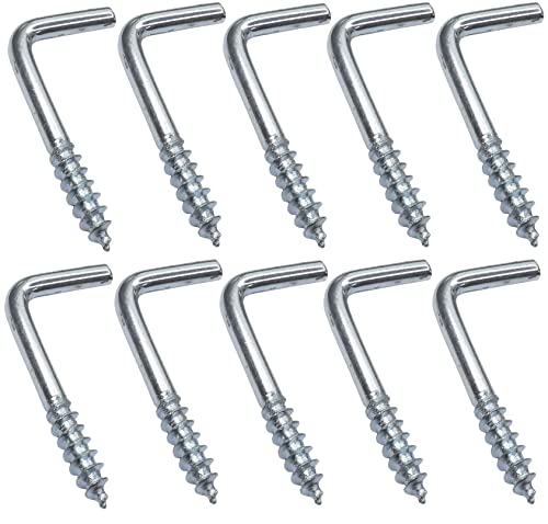 Aerzetix - C47878 - Set Di 10 Pezzi - Gancio A Vite In Legno Tipo L - Ø2,3X25Mm - Acciaio Zincato - Fai Da Te - Utensili Di Montaggio/Ferramenta