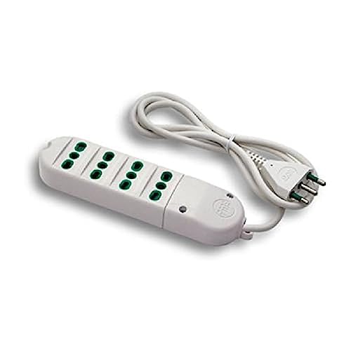 Fanton 41020 Multipresa Bipasso 4 Prese Bipasso Italiane 2P+T 16A Con Cavo, Bianca, 1.5 M