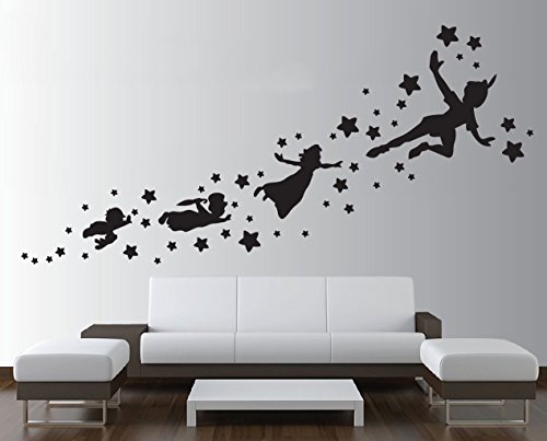 Adesivo Da Parete Rimovibile In Vinile Con Motivo Peter Pan Shadow