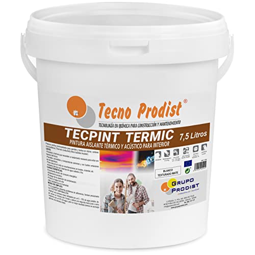 Tecno Prodist Tecpint Termic Idropittura Per Interni (7,5 Litri), Isolante Termico E Acustico – Idropittura Antimuffa - Pareti E Soffitti - Super Bian