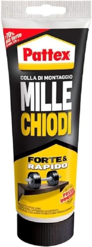 Pattex Millechiodi Forte & Rapido, Adesivo Di Montaggio Extra Forte Che Sostituisce Viti E Fori Al Muro, Adesivo Bianco Con Effetto Ventosa, 1X250G Tu