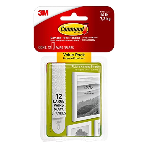 Command Strisce Di Montaggio Per Quadri Grandi, Confezione Risparmio Contenente 12 Set, Adatte Per Appendere Cornici Fino A 7,2 Kg