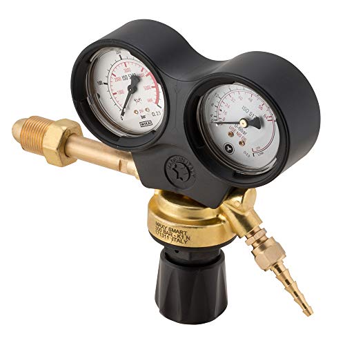 Oxyturbo Riduttore Di Pressione Argon Attacco Maschio Gas Argon / Mix / Co2 Fino 300 Bar E In Uscita Fino 4 Bar Monometro Alta & Bassa Pressione Con L
