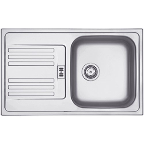 Franke 101.0058.088 Lavello Da Incasso In Acciaio Inox Con 1 Vasca E Gocciolatoio Seta, Efn 614 – 78 Euroform, Grey, 780 X 475 Mm