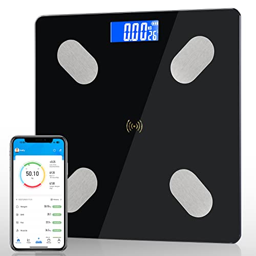 Diboniur Bilancia Pesapersone Digitale, Pesa Persona Professionale Bilancia Smart Impedenziometrica Per Ios E Android Con 12 Indicatori - Peso, Massa 