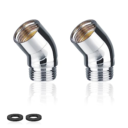 Connettore Per Soffione Girevole A 135°, Jandh 2 Pezzi Adattatore Soffione Doccia Fisso, Raccordo A Gomito Per Doccetta, Angolo Regolabile, Adatto Per