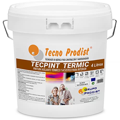 Tecno Prodist Tecpint Termic Idropittura Per Interni (4 Litri), Isolante Termico E Acustico – Idropittura Antimuffa - Pareti E Soffitti - Super Bianco