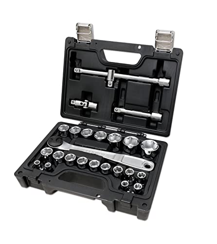 Beta 923E/C25 - Scatola Per Prese, Set Di 20 Bussole Esagonali E 5 Accessori, In Scatola Di Plastica, Nera, Set Di Prese In Custodia Di Plastica Antiu