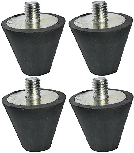 Aerzetix - Set Di 4 Pezzi - Piedini Gambe Tondi Antivibranti Isolanti - Filettatura M5 - Ø20Mm - Durezza Shore 40 ±5 - Gomma E Acciaio - Carico 358N -