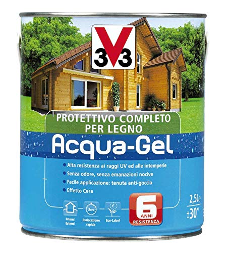 Impregnante Protettivo Completo Legno Acqua-Gel Antigoccia V33 - Varie Colorazioni (2,50 Lt, Mogano)