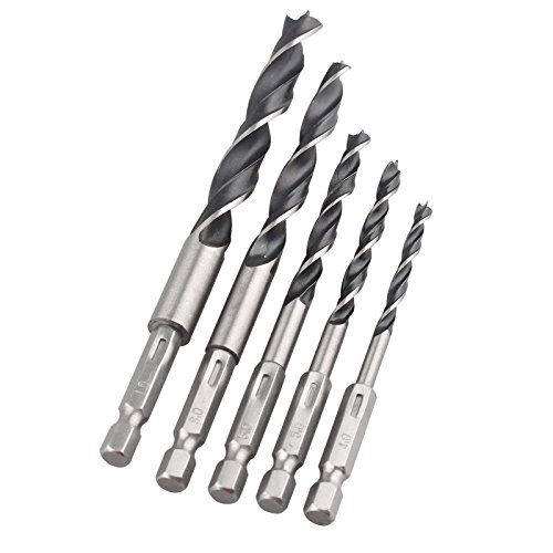 Haljia 5Pcs Hss Twist Drill Bit Hex Shank Three Sharp Auger Drill Bit Set Strumenti 4 Mm A 10 Mm