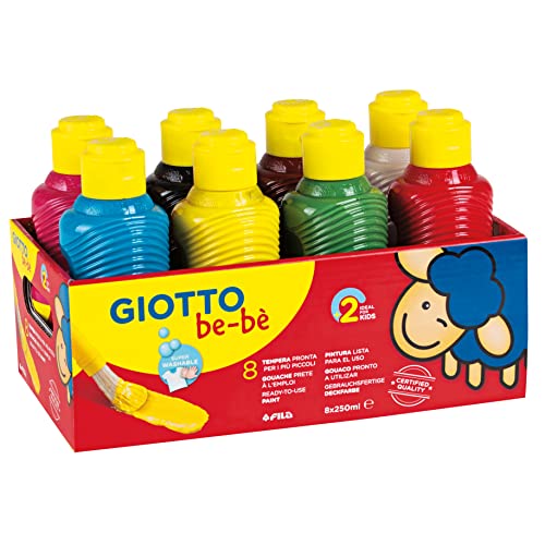 Giotto Be-Bè Super Paint - Assortimento Di 8 Flaconi Di Guazzo, 250 Ml, Assortiti