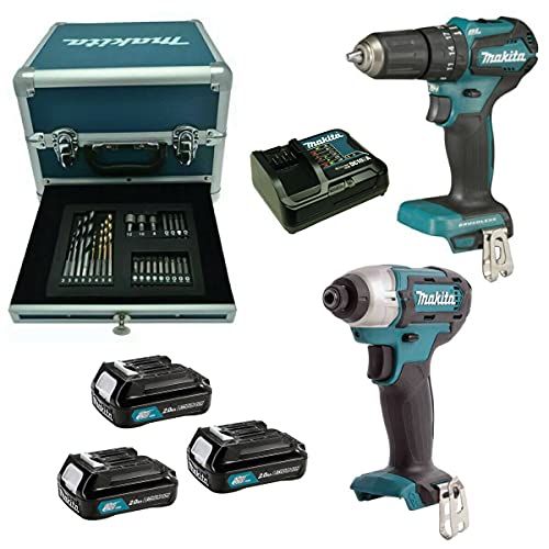Kit Makita Clx228Sax2 Trapano Avvitatore Massa Battente + 3 Batterie 12V 2,0Ah