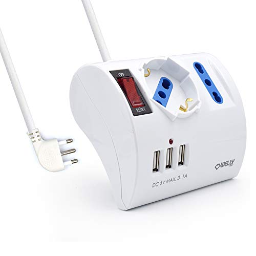 Welly Enjoy It Wy13170 - Multipresa Elettrica Da Scrivania 3 Posizioni Con 3 Porte Usb E Interruttore On/Off