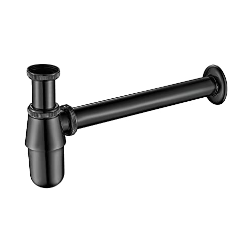 Ibergrif Sifone Universale Per Lavabo Bagno In Ottone, 1 1/4" X 32 Mm Sifoni Tubo, Altezza Regolabile 16.5-23.5 Cm, Sifone Con Manicotto In Gomma, Ant