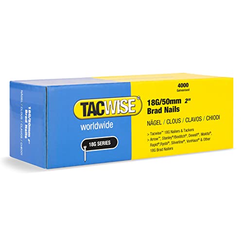 Tacwise 1715 Chiodi Brad Galvanizzati Tipo 18G / 50 Mm, Confezione Da 4000, Argentato