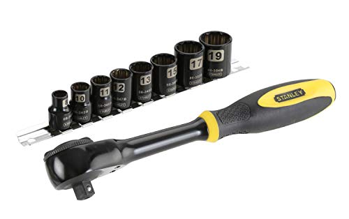 Stanley 0-94-606 Set 9 Pezzi Cricchetto Rotator E 8 Bussole, Attacco 3/8'