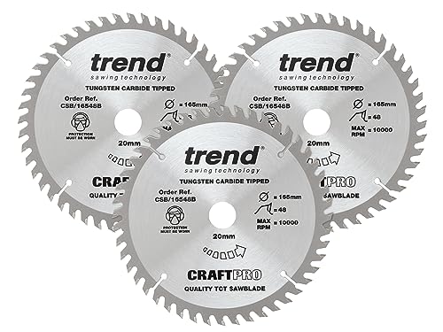 Trend Craftpro Di Lame Per Sega Tct, Per Seghe Circolari Dewalt Dws520K E Makita Sp6000, 165 Mm X 48 Denti X 20 Mm Alesaggio, Punta In Carburo Di Tung