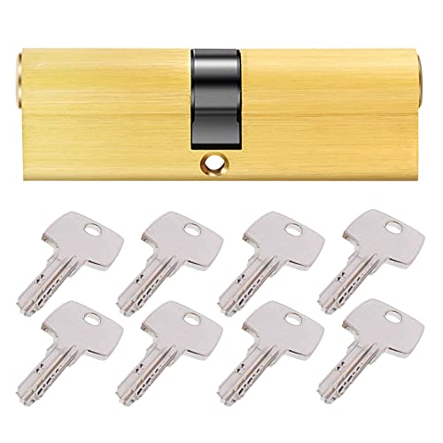 Tnmv, Cilindro Della Serratura-Porta Cilindro 32,5/32,5 (65 Mm) - Finitura Ottone - Sicurezza Standard - Alta Sicurezza Con 8 Chiavi, Finitura Ottone,