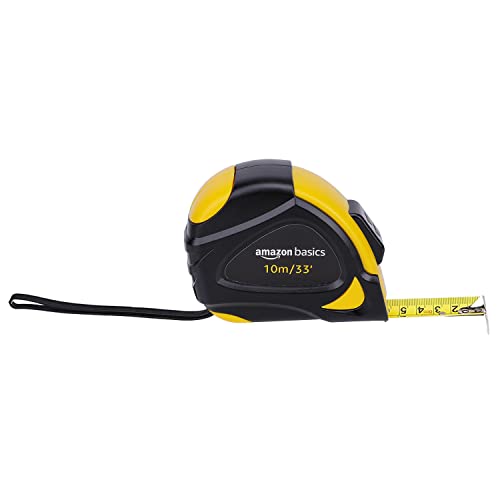 Amazon Basics Metro Per Misurazione, Autobloccante, 10 M, Con Scala Metrica Decimale (Scala Di Precisione Mid), Nero, Giallo