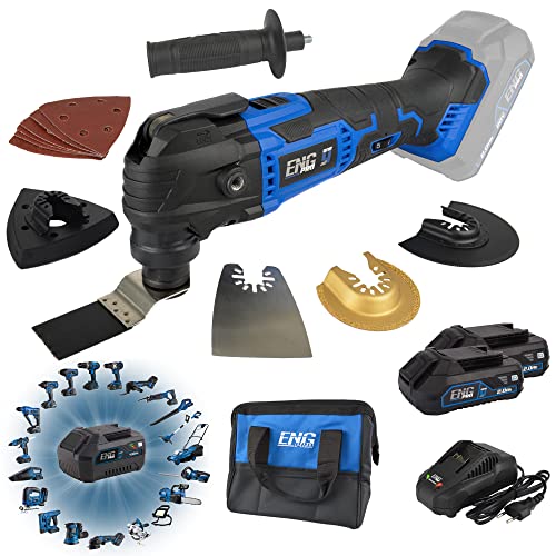 Utensile Multifunzione - Linea Professionale Monobatteria One4All 20V - Velocità Regolabile Max 20000 Rpm - Accessori + Borsa Porta Utensili, 2 Batter