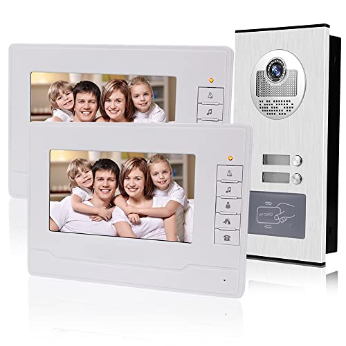 Kdl Home Video Citofono Rfid Da 7 Pollici Sistema Di Porta Telefonica 2 Monitor Con 1 Telecamera Con Visione Notturna Infrarossi Per Multi Appartament