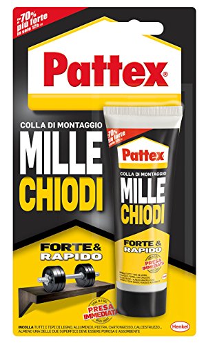 Pattex Millechiodi Forte & Rapido, Adesivo Di Montaggio Extra Forte Che Sostituisce Viti E Fori Al Muro, Adesivo Bianco Con Effetto Ventosa, 1X100G Bl
