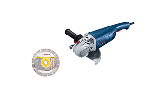 Bosch Professional Smerigliatrice Angolare Gws 20-230 P (Motore Da 2.000 Watt, Incl. Impugnatura Agg., Flangia Di Montaggio, Dado Di Serraggio, Cuffia
