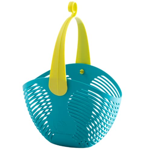 Ecoplast, Cesto Porta Mollette Bucato, Pratico E Comodo, Multiuso, Dotato Di Gancio, Ideale Da Appendere, Capiente E Resistente, Colore Turchese, Made
