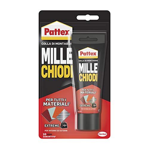 Pattex Mille Chiodi Extreme, Forte Adesivo Di Montaggio, Colla Forte Per Interni E Esterni, Adesivo Sigillante Resistente Ad Acqua E Raggi Uv, Bianco,