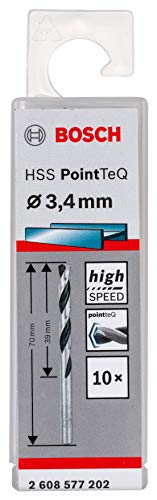 Bosch Home And Garden 2608577202 Hss Pointteq (3,4 X 39 70 Mm) - Set Da 10 Pezzi Di Punte Elicoidali Per Trapano Metallo, Acciaio, Fusione O Plastica,